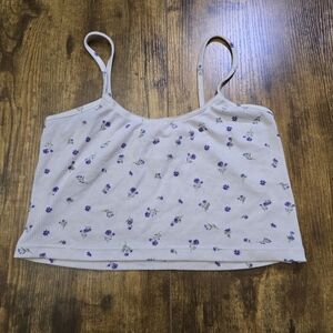 Weekend edition Floral Print Women's Crop Top - White purple size small